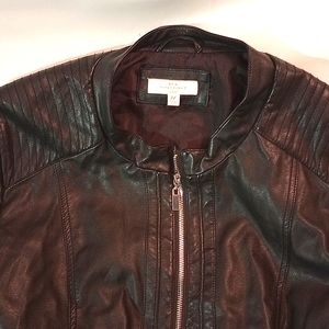 New directions curvy faux leather pleated shoulder jacket